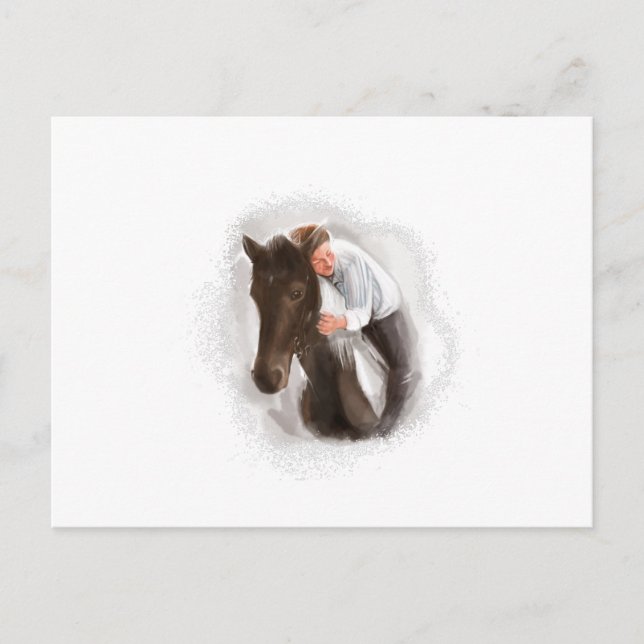 Mann und Pferd Postkarte (Vorderseite)