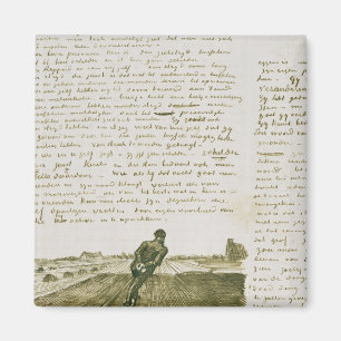 Mann Vincent van Goghs  , der eine Egge zieht Magnet