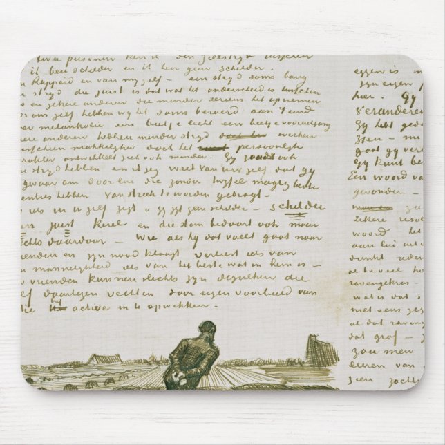 Mann Vincent van Goghs |, der eine Egge zieht Mousepad (Vorne)