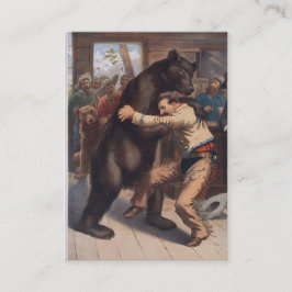 Mann-Wringen-Bär - Vintage Lithographie Visitenkarte