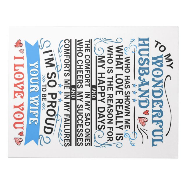 Mann zu meinem wunderbaren Ehemann Notizblock (Vorderseite)