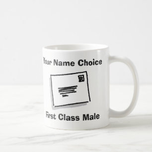 Männchen der ersten Klasse mit Namen. Postman Kaffeetasse