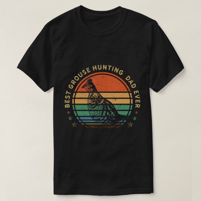 Männchen Jagd Ruffed Grouse vogel- Retro-MAMA Sonn T-Shirt (Design vorne)