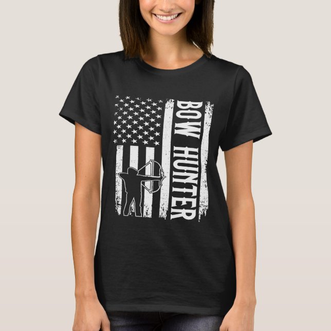 Männchen Jagen amerikanische Flagge für Compound B T-Shirt (Vorderseite)