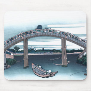 Mannen Brücke, Fukaga Ukiyo-e durch Hokusai, Mousepad