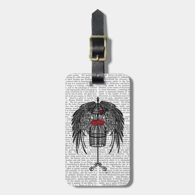 Mannequin mit schwarzen Flügeln Gepäckanhänger (Vorderseite vertikal)