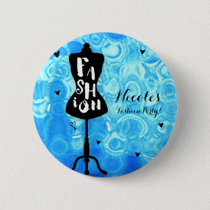 Mannequin Stand Vintag Retro Blue FASHION Party Button