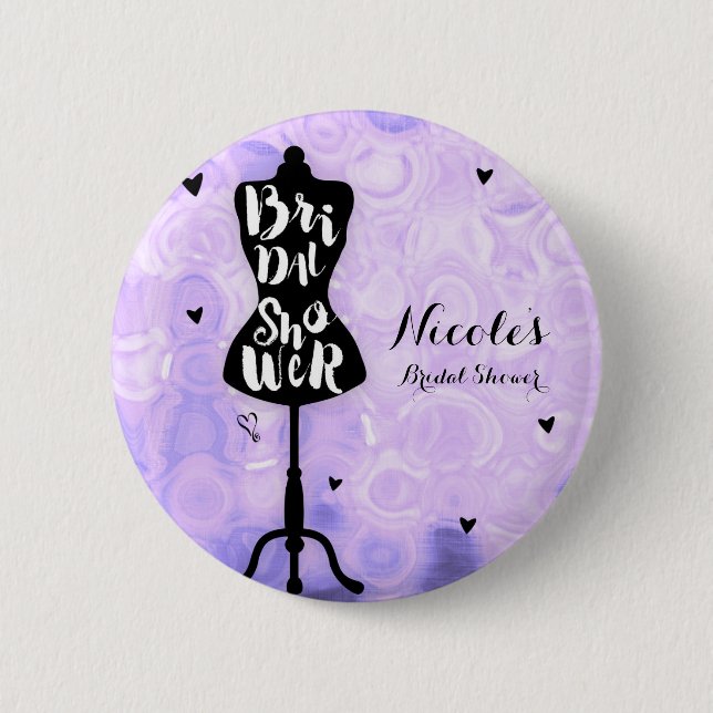 Mannequin Stand Vintag Retro Lila Brautparty Button (Vorderseite)