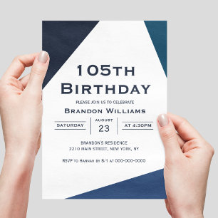 Männer 105. Geburtstag Blaue Geometrie 105 Jahre Einladung