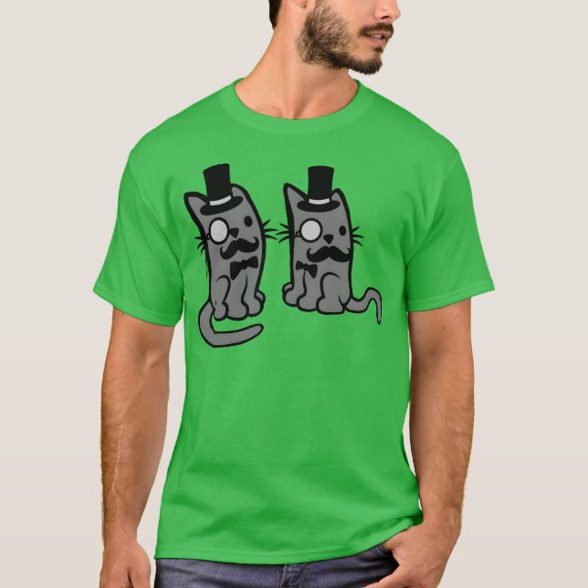 Männer 2 Katzen Freunde Junge T-Shirt (Vorderseite)