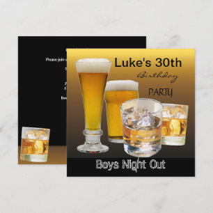 Männer 30. Geburtstagsfeier Trinken Bier Jungs Nac Einladung