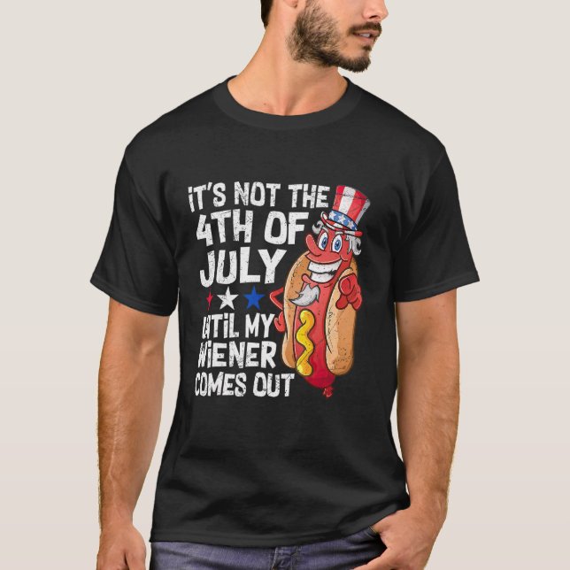 Männer 4. Juli Hot Dog Dackel kommt aus Erwachsene T-Shirt (Vorderseite)