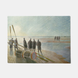 Männer am Strand (gefährliche Arbeit bei Ebbe) Fußmatte