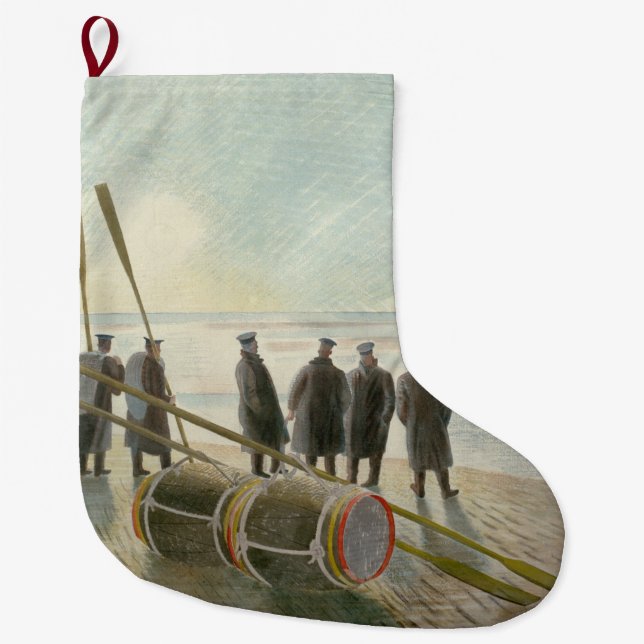 Männer am Strand (gefährliche Arbeit bei Ebbe) Großer Weihnachtsstrumpf (Vorderseite)