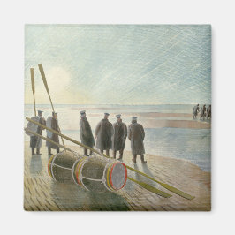 Männer am Strand (gefährliche Arbeit bei Ebbe) Magnet