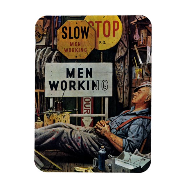 Männer bei der Arbeit Magnet (Vertikal)