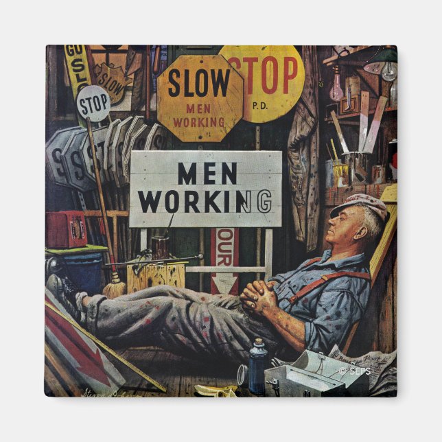 Männer bei der Arbeit Magnet (Vorne)