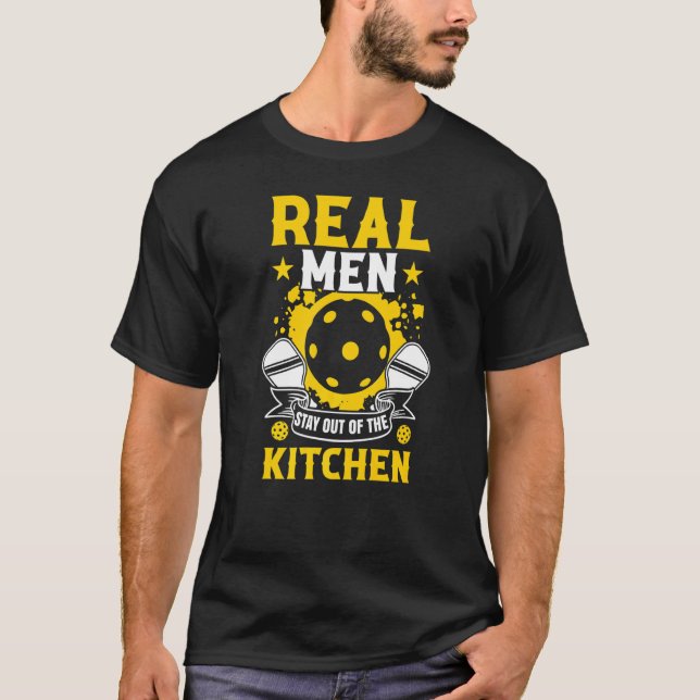 Männer Bleibe aus der Küche Pickleball Paddel G T-Shirt (Vorderseite)
