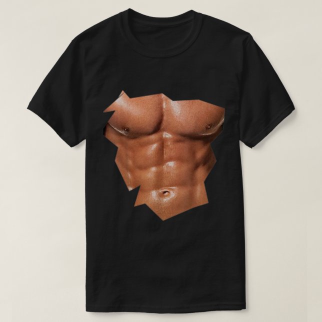 Männer Brustkorb Sixpack Abs lustiges Fake abs Mus T-Shirt (Design vorne)