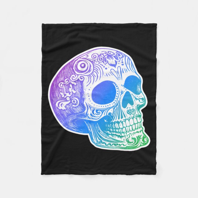 Männer Calaca Gradient Zucker-Schädel-Design Fleecedecke (Vorderseite)