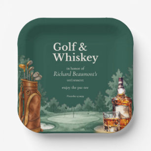 Männer-Chic-Golf- und Whiskey-Themen-Ruhestandsfei Pappteller