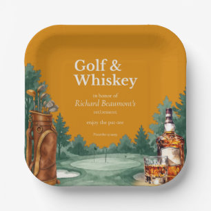 Männer-Chic-Golf- und Whiskey-Themen-Ruhestandsfei Pappteller