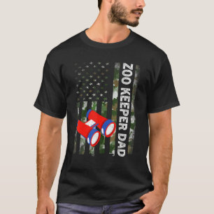 Männer Cool American Flag Tarnung Zoo Wärter Papa  T-Shirt