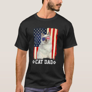 Männer Coole Katze Vater Amerikanische Flagge Vate T-Shirt