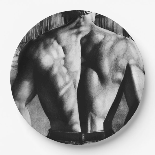 Männer Coole Kunst Zeichne Männliche Bodybuilding  Pappteller (Vorderseite)