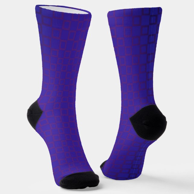 Männer Crew Socken, Blaues Lila klassisches Design Socken (Gewinkelt)