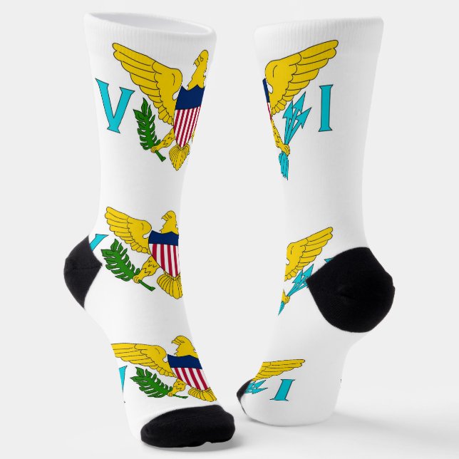 Männer Crew Socken mit Fahne der Jungfrau Islands, (Gewinkelt)