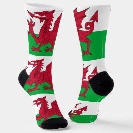 Männer Crew Socken mit Fahne von Wales, Großbritan