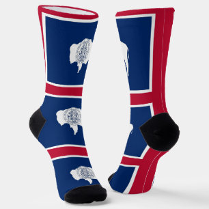 Männer Crew Socken mit Fahne von Wyoming, USA.