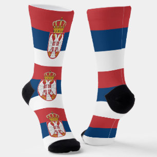 Männer Crew Socken mit serbischer Flagge