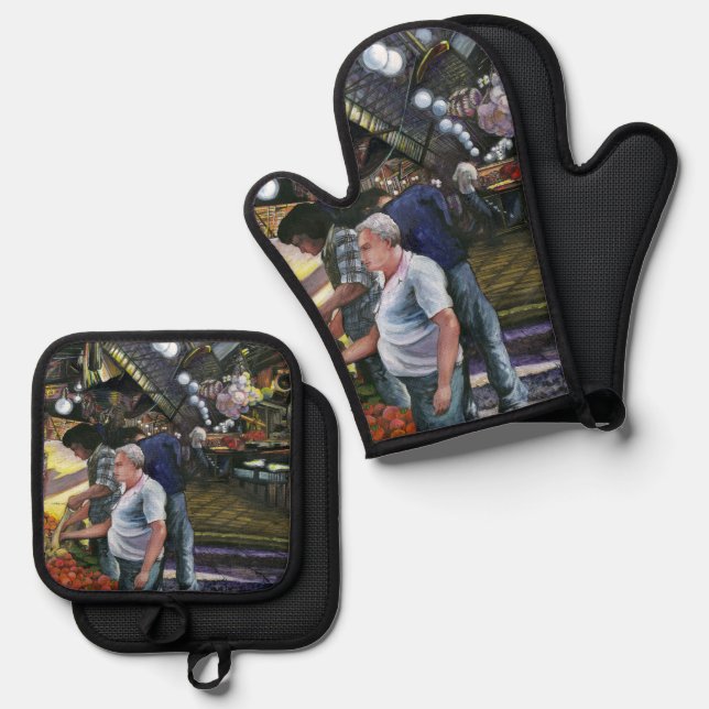 Männer des Handels, Jerusalem Ofenhandschuh & Topflappen-Set (Vorderseite/Rückseite)