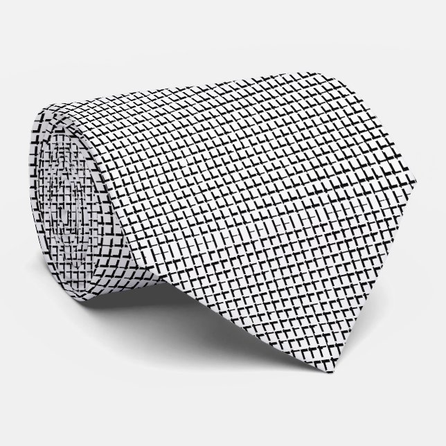 Männer Designer Krawatte Schwarz und Weiß Quadrate (Gerollt)