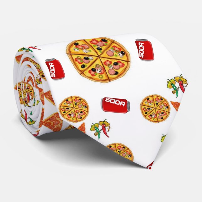 Männer Designer Pizza Krawatte (Gerollt)