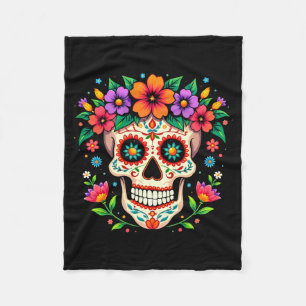 Männer Día De Los Muertos Zuckerschädel Mit Blumen Fleecedecke