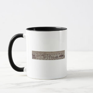 Männer, die Arme zu den Schiffen tragen und a Tasse