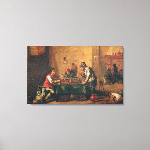 Männer, die Backgammon in einer Taverne spielen Leinwanddruck