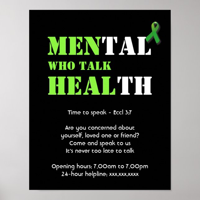 MÄNNER, DIE GESUNDHEITLICHE Mental Health SPRECHEN Poster (Vorne)