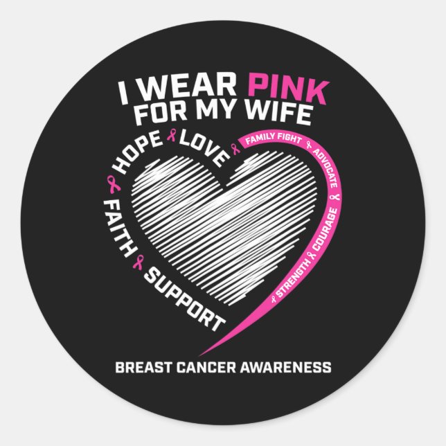 Männer, die ich wegen Brustkrebs meiner Ehefrau pi Runder Aufkleber (Vorderseite)