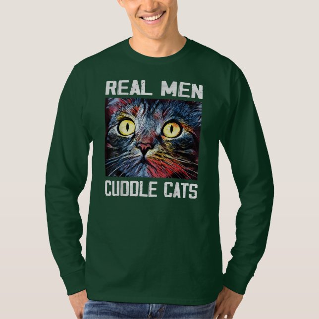 Männer echte Männer Cuddle Katzen I Funny Cat Vate T-Shirt (Vorderseite)