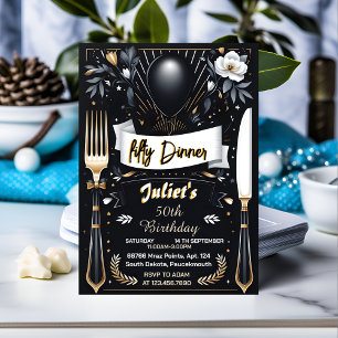 Männer Erwachsener Abendessen elegant 50. Geburtst Einladung