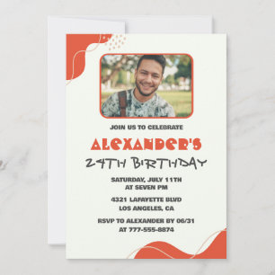 Männer-Foto-Einladungen zum 24. Geburtstag Modern Einladung