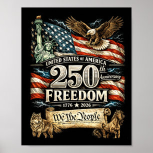 Männer Frauen 250 Jahre Freiheits-Patriotismus-Fla Poster