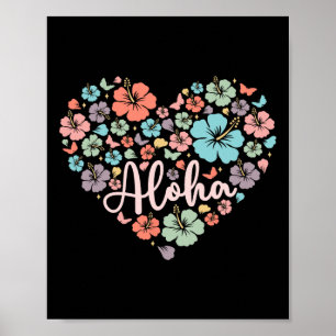 Männer Frauen Aloha Hawaiianische Blume Familienur Poster