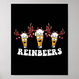 Männer Frauen Funny Deer Rentier Bier Weihnachtsge Poster