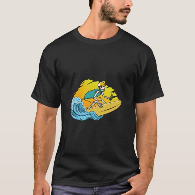 Männer Frauen geben menschliches Skelett Skull Sur T-Shirt (Vorderseite)