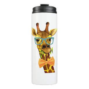 Männer Frauen Nerdy Giraffe, Funny Animal Thermosbecher